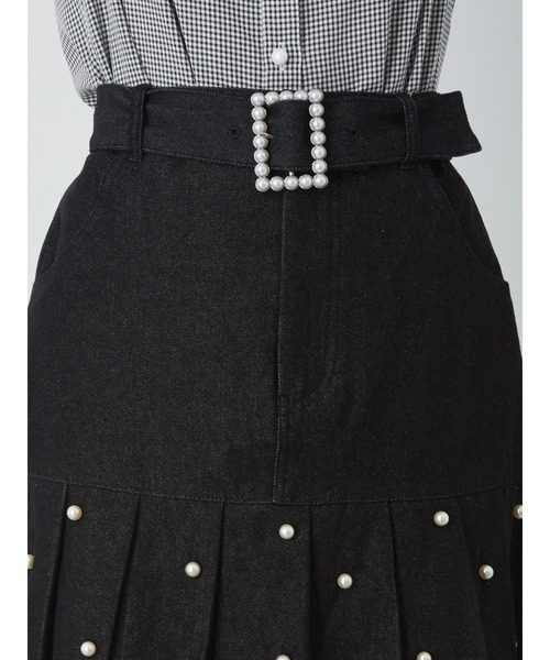 Ank Rouge(アンクルージュ)の「パールプリーツデニムスカート(スカート・レディース・ブラック/ネイビー/ブルー・M)」の17枚目の写真