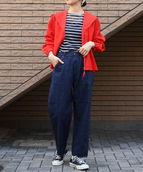 ORCIVAL(オーシバル)の「ORCIVAL/オーシバル セーラージャケット SAILOR JACKET OR-B0265 YLM(ブルゾン・レディース・ネイビー/レッド・1)」の6枚目の写真