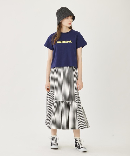MILKFED.（ミルクフェド）の「GINGHAM TIERED  SKIRT（スカート・レディース・ライトブルー/ブラック/ブラウン・ONE SIZE）」の14枚目の写真