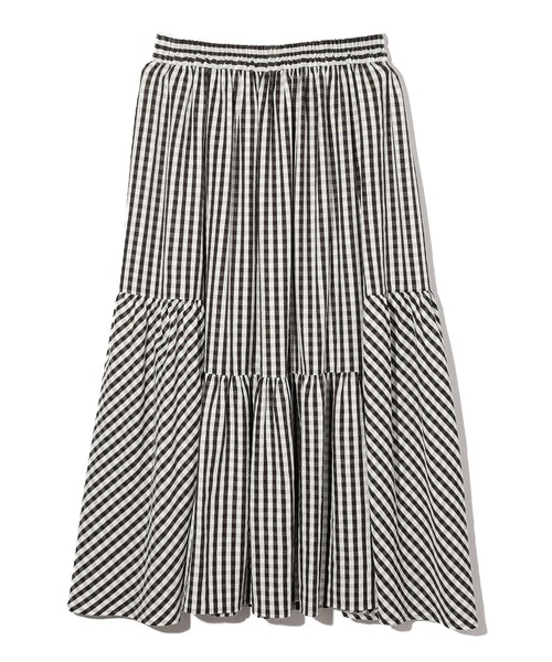 MILKFED.（ミルクフェド）の「GINGHAM TIERED  SKIRT（スカート・レディース・ライトブルー/ブラック/ブラウン・ONE SIZE）」の6枚目の写真