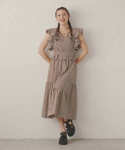 MILKFED.（ミルクフェド）の「GINGHAM TIERED  SKIRT（スカート・レディース・ライトブルー/ブラック/ブラウン・ONE SIZE）」の20枚目の写真