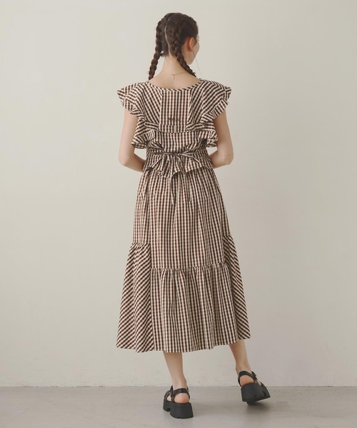 MILKFED.（ミルクフェド）の「GINGHAM TIERED  SKIRT（スカート・レディース・ライトブルー/ブラック/ブラウン・ONE SIZE）」の21枚目の写真