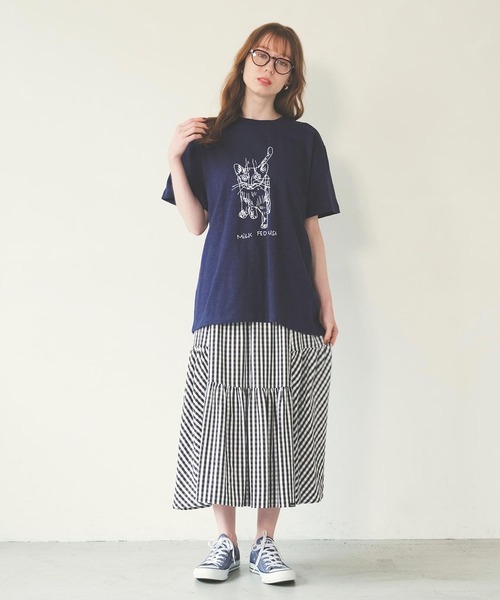 MILKFED.（ミルクフェド）の「GINGHAM TIERED  SKIRT（スカート・レディース・ライトブルー/ブラック/ブラウン・ONE SIZE）」の16枚目の写真