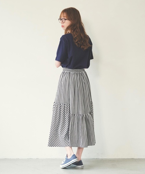 MILKFED.（ミルクフェド）の「GINGHAM TIERED  SKIRT（スカート・レディース・ライトブルー/ブラック/ブラウン・ONE SIZE）」の17枚目の写真