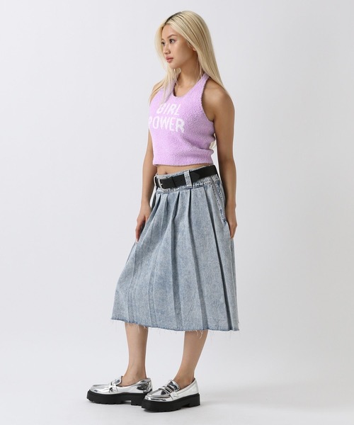 FOREVER 21（フォーエバー トゥエンティーワン）の「【2024SS】デニムプリーツミディスカート（デニムスカート・レディース・ライトブルー/ブラック・SMALL/MEDIUM）」の18枚目の写真