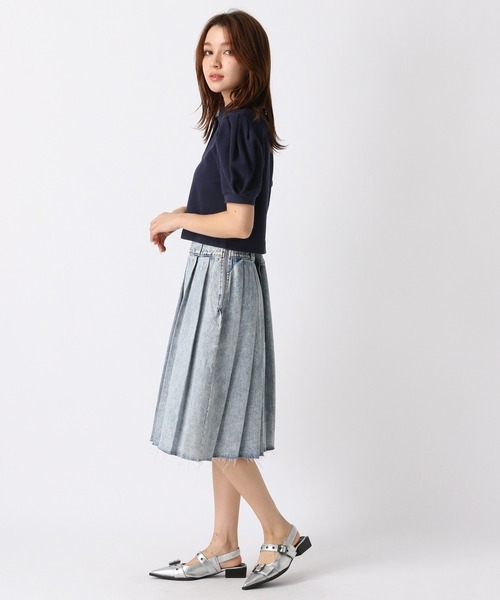 FOREVER 21（フォーエバー トゥエンティーワン）の「【2024SS】デニムプリーツミディスカート（デニムスカート・レディース・ライトブルー/ブラック・SMALL/MEDIUM）」の15枚目の写真