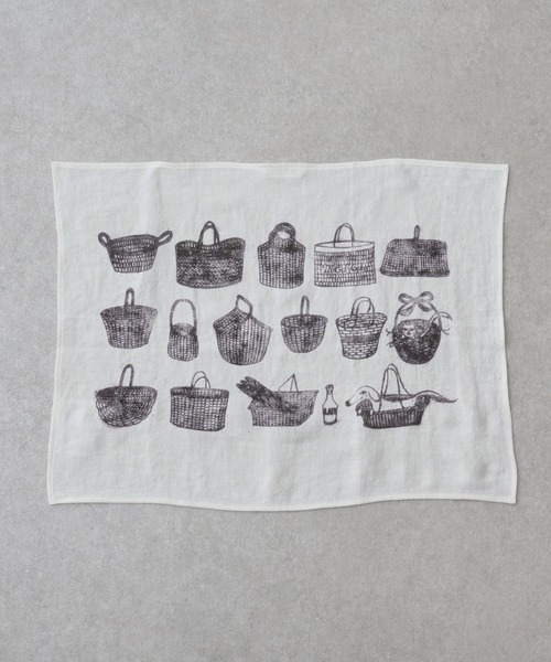 BEARDSLEY（ビアズリー）の「カゴプリントリネンクロス（その他小物・レディース・ホワイト/ベージュ・FREE）」の2枚目の写真