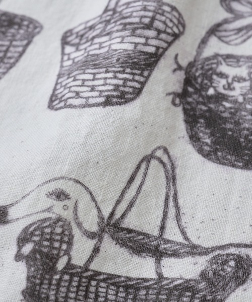 BEARDSLEY（ビアズリー）の「カゴプリントリネンクロス（その他小物・レディース・ホワイト/ベージュ・FREE）」の4枚目の写真