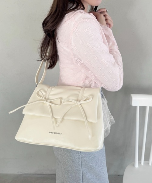 セール】ダブルリボンスクエアショルダーバッグ（ショルダーバッグ