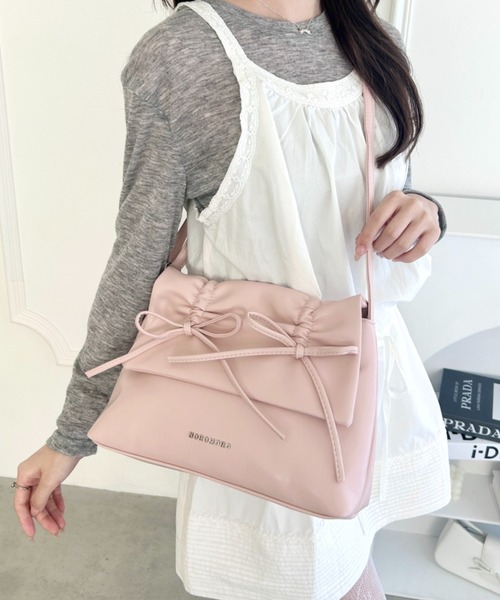 セール】ダブルリボンスクエアショルダーバッグ（ショルダーバッグ