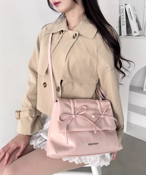 セール】ダブルリボンスクエアショルダーバッグ（ショルダーバッグ