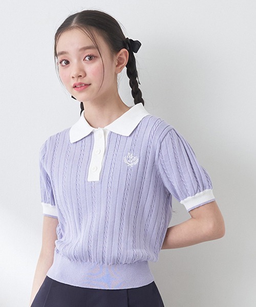 セール】ケーブル半袖ニット（ニット/セーター）｜mezzo piano Junior