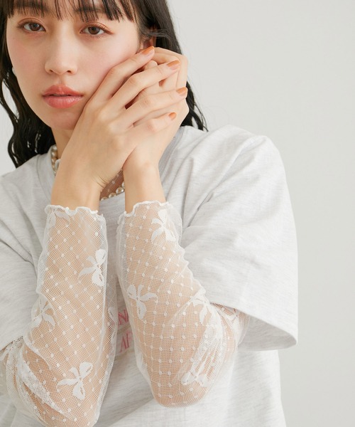 VIS（ビス）の「【WEB/一部店舗限定】リボンモチーフチュールプルオーバー（Tシャツ/カットソー・レディース・ブラック系その他/ホワイト系その他・FREE）」の22枚目の写真