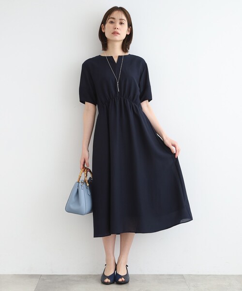 INDIVI（インディヴィ）の「◆【洗える／シアー／スタイルアップ】ハイウエストエアリーワンピース（ワンピース・レディース・ネイビー/ネイビー系3/ブラウン系その他4・40/38/36/15 /13/05/03/19）」の6枚目の写真