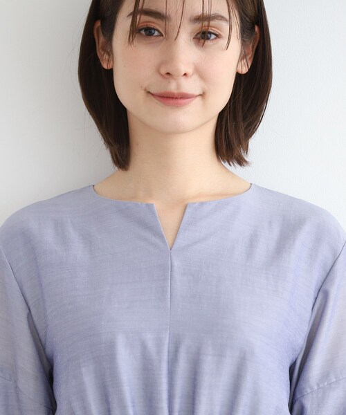 【新品タグ付】INDIVI 洗えるハイウエストエアリーワンピース LL セール】【洗える／エアリー】ハイウエストワンピース