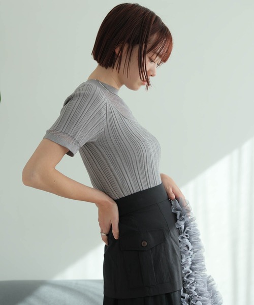 LADYMADE(レディメイド)の「スリットシアーレイヤードラメニット(ニット/セーター・レディース・ラベンダー/ライトグレー/ブラック・FREE)」の6枚目の写真