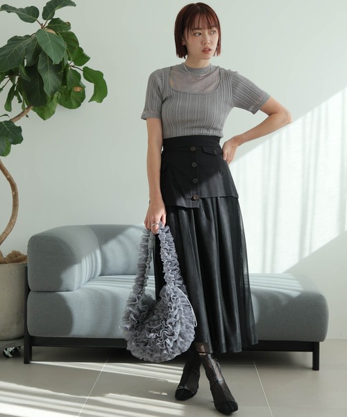 LADYMADE(レディメイド)の「スリットシアーレイヤードラメニット(ニット/セーター・レディース・ラベンダー/ライトグレー/ブラック・FREE)」の8枚目の写真