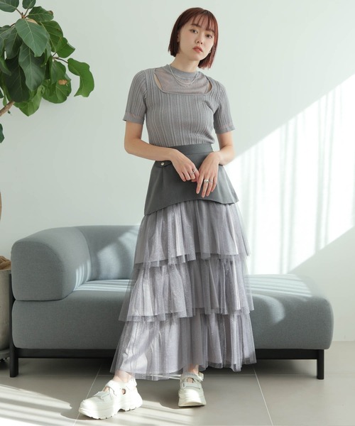 LADYMADE(レディメイド)の「スリットシアーレイヤードラメニット(ニット/セーター・レディース・ラベンダー/ライトグレー/ブラック・FREE)」の10枚目の写真