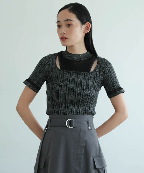 LADYMADE(レディメイド)の「スリットシアーレイヤードラメニット(ニット/セーター・レディース・ラベンダー/ライトグレー/ブラック・FREE)」の12枚目の写真