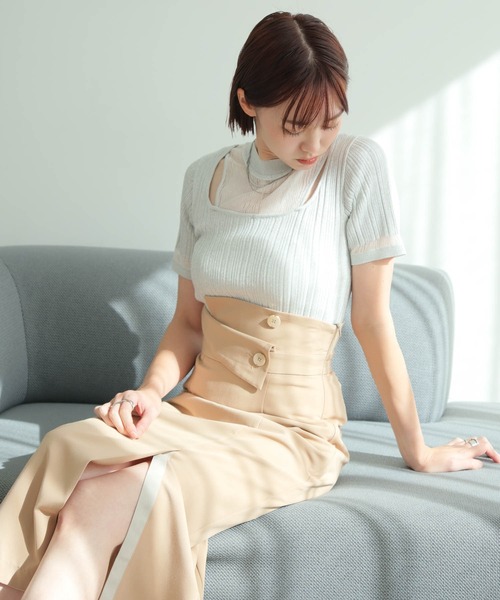 LADYMADE(レディメイド)の「スリットシアーレイヤードラメニット(ニット/セーター・レディース・ラベンダー/ライトグレー/ブラック・FREE)」の17枚目の写真