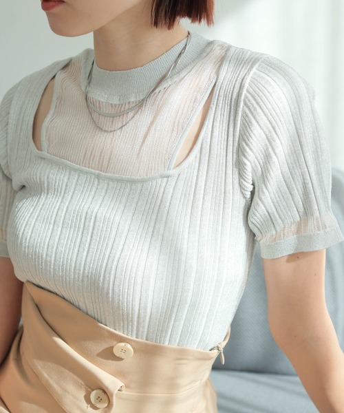 LADYMADE(レディメイド)の「スリットシアーレイヤードラメニット(ニット/セーター・レディース・ラベンダー/ライトグレー/ブラック・FREE)」の18枚目の写真