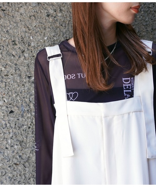 ANAP（アナップ）の「ベルトデザインワイドサロペット（サロペット/オーバーオール・レディース・ダークグレー/アイボリー・FREE）」の8枚目の写真