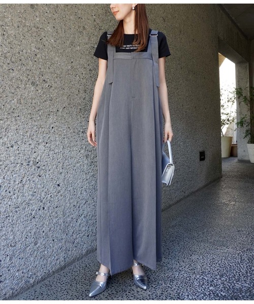 ANAP（アナップ）の「ベルトデザインワイドサロペット（サロペット/オーバーオール・レディース・ダークグレー/アイボリー・FREE）」の9枚目の写真