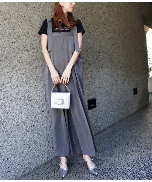ANAP（アナップ）の「ベルトデザインワイドサロペット（サロペット/オーバーオール・レディース・ダークグレー/アイボリー・FREE）」の10枚目の写真