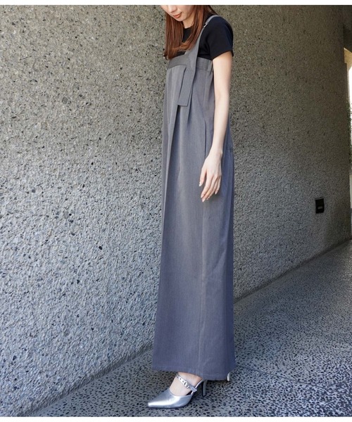 ANAP（アナップ）の「ベルトデザインワイドサロペット（サロペット/オーバーオール・レディース・ダークグレー/アイボリー・FREE）」の11枚目の写真