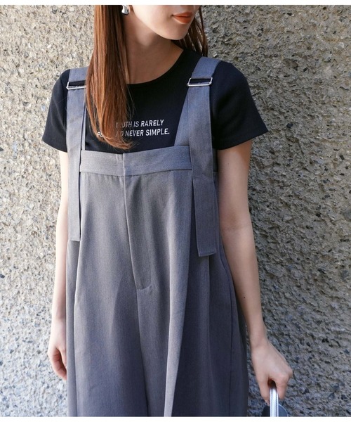 ANAP（アナップ）の「ベルトデザインワイドサロペット（サロペット/オーバーオール・レディース・ダークグレー/アイボリー・FREE）」の14枚目の写真