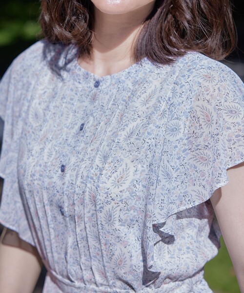 セール】【洗える】ペイズリー柄フレアスリーブワンピース（ワンピース