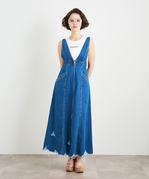 ANNA SUI NYC | ANNA SUI NYC リボンベルトフロントZIPダメージデニムロングドレス(ワンピース)