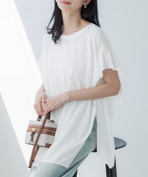 coca(coca)(コカ)の「【WEB限定セール】ボックスシルエットTシャツ(Tシャツ/カットソー・レディース・チャコール/ホワイト・L/M)」の2枚目の写真