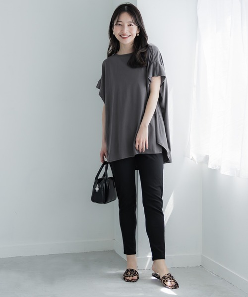 coca(coca)(コカ)の「【WEB限定セール】ボックスシルエットTシャツ(Tシャツ/カットソー・レディース・チャコール/ホワイト・L/M)」の10枚目の写真