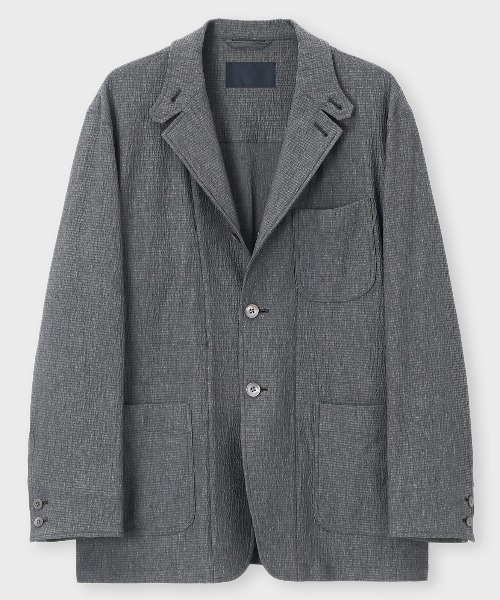 LANVIN collection（ランバン コレクション）の「SEERSUCKER LOAFER JACKET【シアサッカーローファージャケット 】（テーラードジャケット・メンズ・チャコールグレー/ネイビー・48/50）」の2枚目の写真