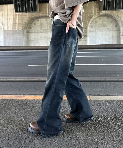 ハイウエストセミフレアデニムパンツ[cu289] | レディース