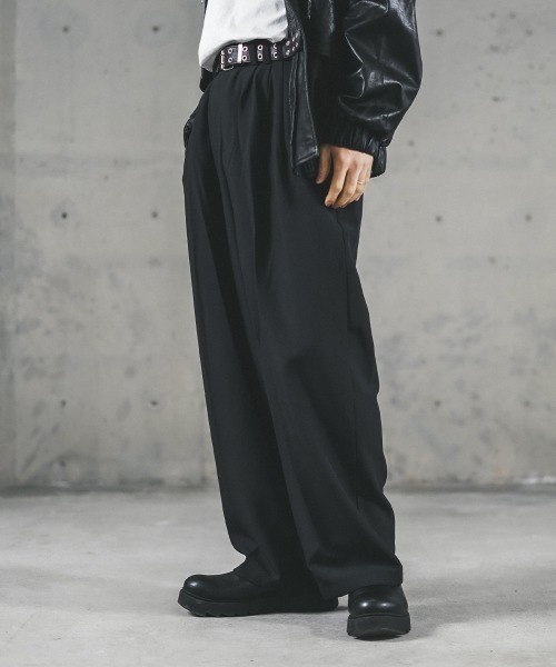 Shoowtime（ショウタイム）の「ワイドドレープフレアスラックスパンツ（スラックス・メンズ・ブラック/ブラウン・LARGE/MEDIUM/X-LARGE）」の5枚目の写真