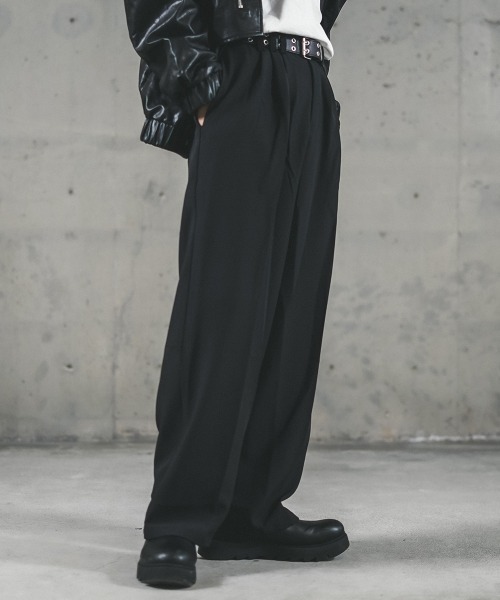 Shoowtime（ショウタイム）の「ワイドドレープフレアスラックスパンツ（スラックス・メンズ・ブラック/ブラウン・LARGE/MEDIUM/X-LARGE）」の7枚目の写真