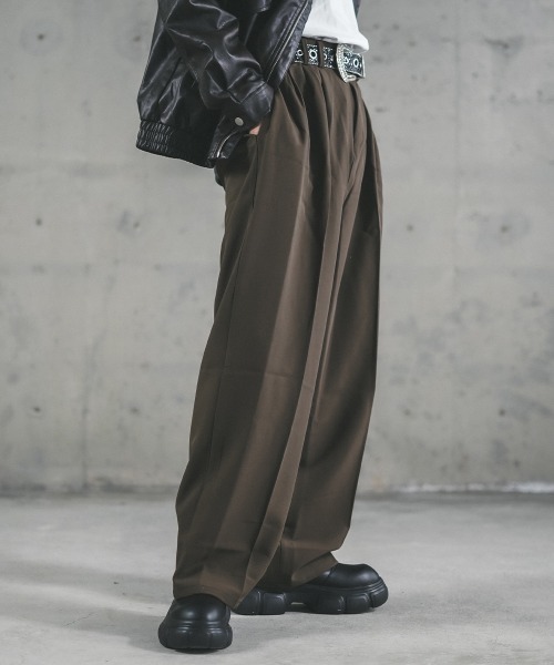 Shoowtime（ショウタイム）の「ワイドドレープフレアスラックスパンツ（スラックス・メンズ・ブラック/ブラウン・LARGE/MEDIUM/X-LARGE）」の11枚目の写真