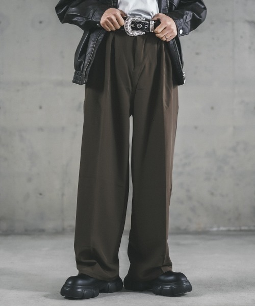 Shoowtime（ショウタイム）の「ワイドドレープフレアスラックスパンツ（スラックス・メンズ・ブラック/ブラウン・LARGE/MEDIUM/X-LARGE）」の12枚目の写真