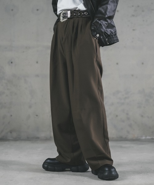 Shoowtime（ショウタイム）の「ワイドドレープフレアスラックスパンツ（スラックス・メンズ・ブラック/ブラウン・LARGE/MEDIUM/X-LARGE）」の13枚目の写真