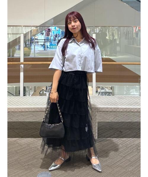 FREE'S MART（フリーズマート）の「■チュールティアードスカート（スカート・レディース・ホワイト/ブラック/グレー・SMALL/MEDIUM）」の8枚目の写真