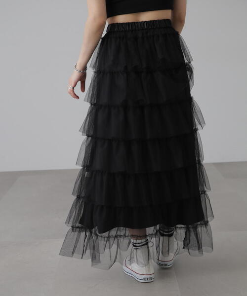 FREE'S MART（フリーズマート）の「■チュールティアードスカート（スカート・レディース・ホワイト/ブラック/グレー・SMALL/MEDIUM）」の9枚目の写真