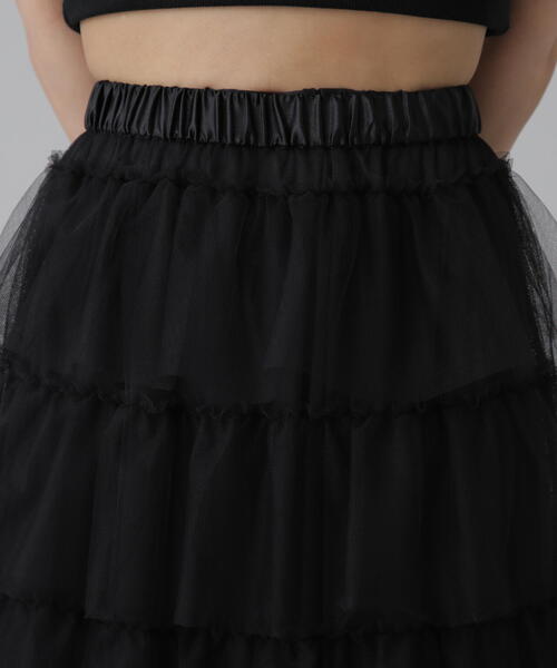 FREE'S MART（フリーズマート）の「■チュールティアードスカート（スカート・レディース・ホワイト/ブラック/グレー・SMALL/MEDIUM）」の16枚目の写真