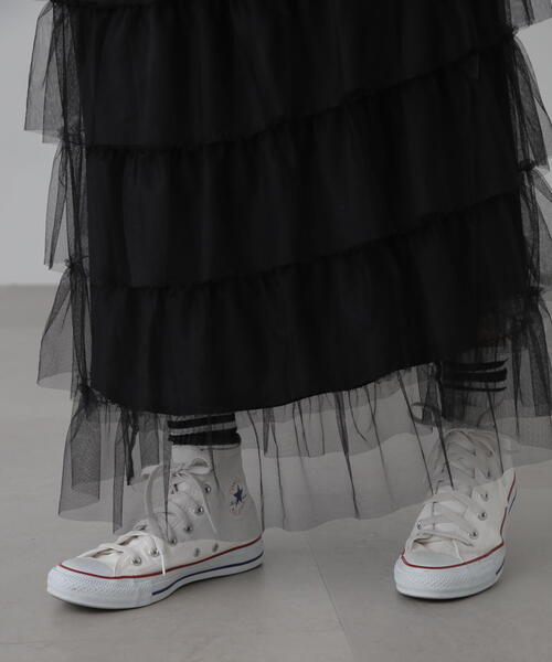 FREE'S MART（フリーズマート）の「■チュールティアードスカート（スカート・レディース・ホワイト/ブラック/グレー・SMALL/MEDIUM）」の19枚目の写真