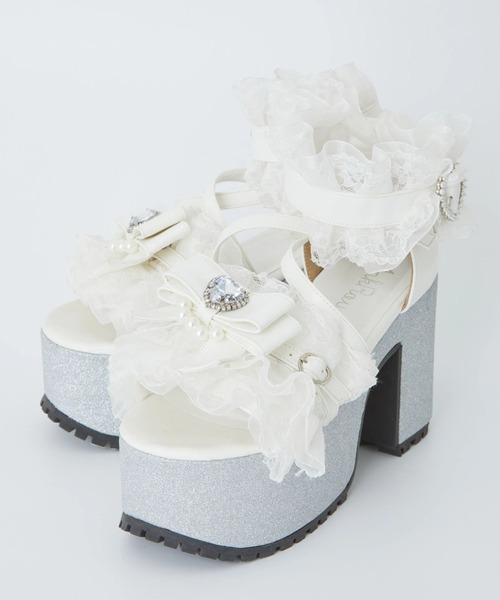 Ank Rouge（アンクルージュ）の「フリフリリボンサンダル（サンダル・レディース・ホワイト/ブラック/ピンク・LL/M/L/S）」の4枚目の写真