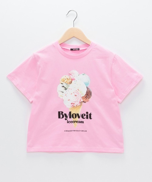 by LOVEiT（バイラビット）の「アイス転写半袖Tシャツ（Tシャツ/カットソー・キッズ・ブラック/ピンク/オフホワイト/サックスブルー・140cm/150cm/160cm/120cm/130cm）」の4枚目の写真