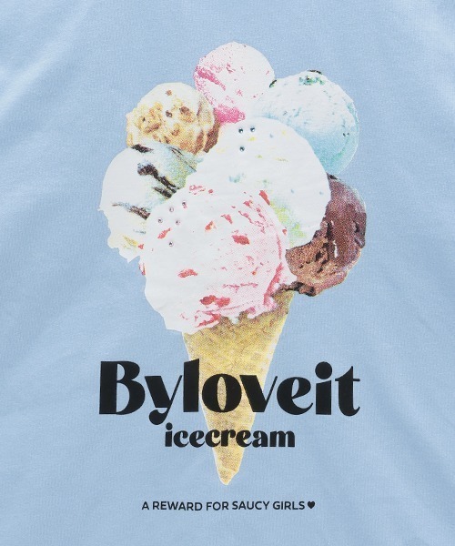 by LOVEiT（バイラビット）の「アイス転写半袖Tシャツ（Tシャツ/カットソー・キッズ・ブラック/ピンク/オフホワイト/サックスブルー・140cm/150cm/160cm/120cm/130cm）」の11枚目の写真