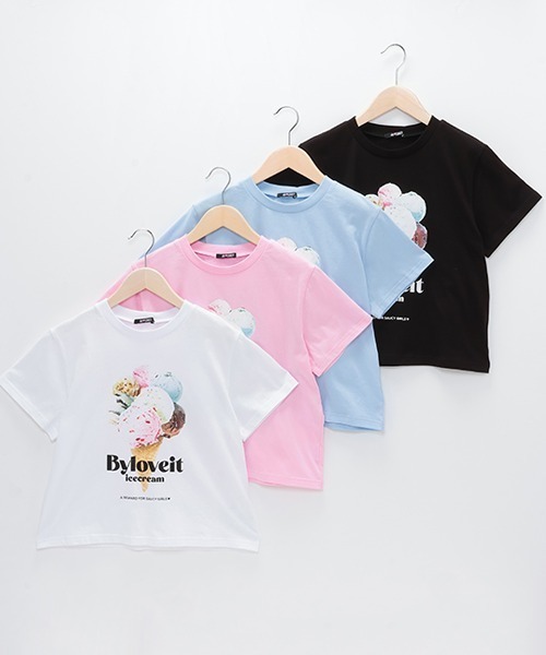 by LOVEiT（バイラビット）の「アイス転写半袖Tシャツ（Tシャツ/カットソー・キッズ・ブラック/ピンク/オフホワイト/サックスブルー・140cm/150cm/160cm/120cm/130cm）」の15枚目の写真