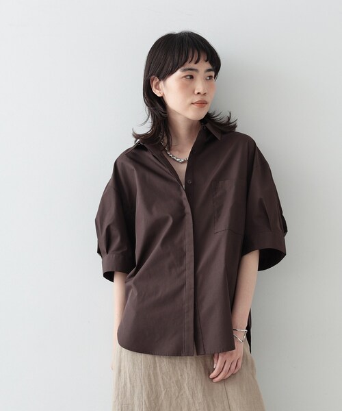 GALLEST（ギャレスト）の「◆タックスリーブフォルムシャツ（シャツ/ブラウス・レディース・ライトブルー/ダークブラウン/ホワイト・34/38）」の3枚目の写真